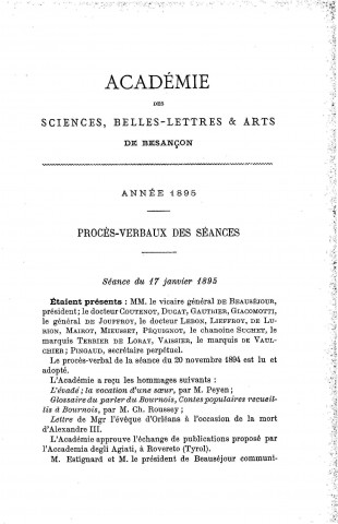 01/01/1895 - Procès verbaux et mémoires [Texte imprimé] /