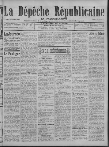 06/07/1914 - La Dépêche républicaine de Franche-Comté [Texte imprimé]