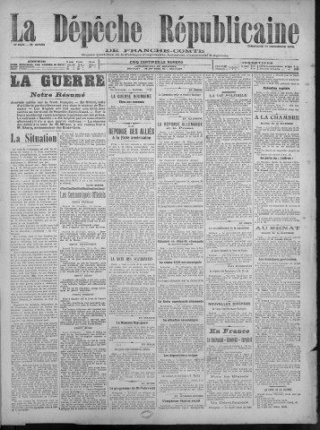 31/12/1916 - La Dépêche républicaine de Franche-Comté [Texte imprimé]