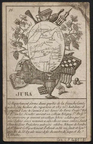 Cartes illustrées de chacun des 3 départements de Franche-Comté. 14. Haute-Saône. 15. Doubs. 16. Jura. [Document cartographique] , 1801/1825