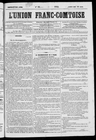 10/03/1883 - L'Union franc-comtoise [Texte imprimé]