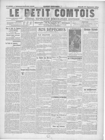 27/09/1924 - Le petit comtois [Texte imprimé] : journal républicain démocratique quotidien
