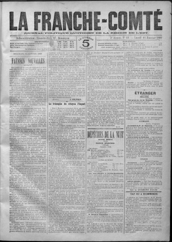 14/01/1889 - La Franche-Comté : journal politique de la région de l'Est