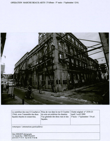 Aménagement du site du "marché Beaux Arts": reportage photographique commenté, relatif à l'évolution du chantier (par Marc Sergent, du 26 novembre1999 au 25 février 2002).