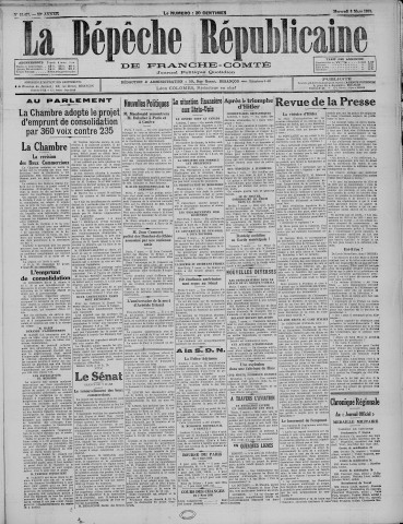 08/03/1933 - La Dépêche républicaine de Franche-Comté [Texte imprimé]