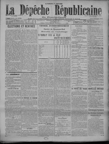 22/10/1928 - La Dépêche républicaine de Franche-Comté [Texte imprimé]