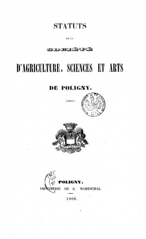 02/01/1860 - Bulletin de la Société d'agriculture, sciences et arts de Poligny [Texte imprimé]