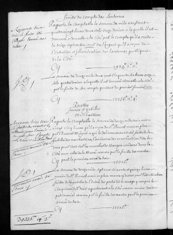 Comptes de la Ville de Besançon, recettes et dépenses, Compte de Denis Euvrard (1716)
