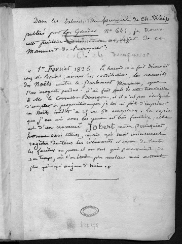 Ms 2295 - "Manuscrit d'un perruquier de Besançon".