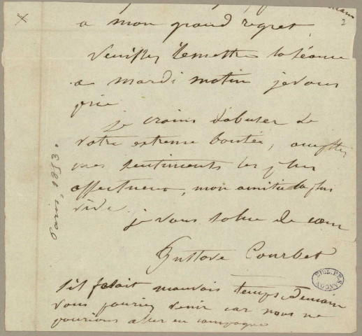 Ms Z 540 - Gustave Courbet. Lettres et documents divers rassemblés par Charles Clerc. 1853-1939.