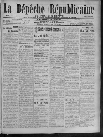 27/08/1906 - La Dépêche républicaine de Franche-Comté [Texte imprimé]