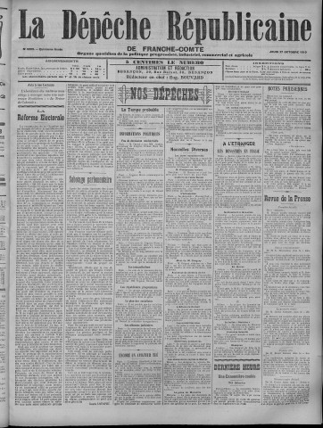 27/10/1910 - La Dépêche républicaine de Franche-Comté [Texte imprimé]