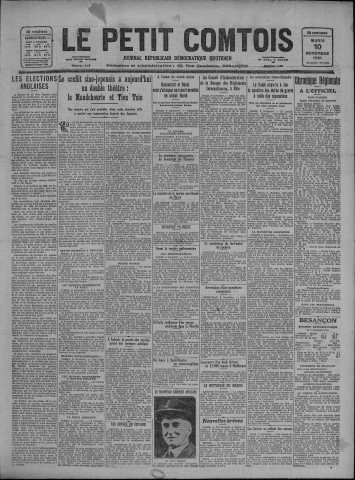 10/11/1931 - Le petit comtois [Texte imprimé] : journal républicain démocratique quotidien