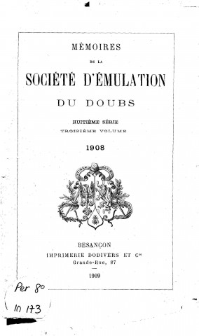 01/01/1908 - Mémoires de la Société d'émulation du Doubs [Texte imprimé]