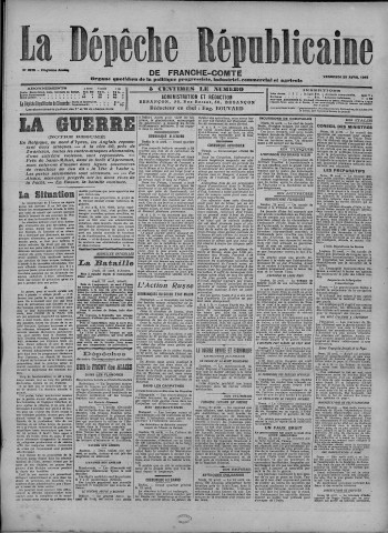 23/04/1915 - La Dépêche républicaine de Franche-Comté [Texte imprimé]