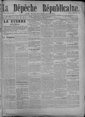 14/08/1917 - La Dépêche républicaine de Franche-Comté [Texte imprimé]