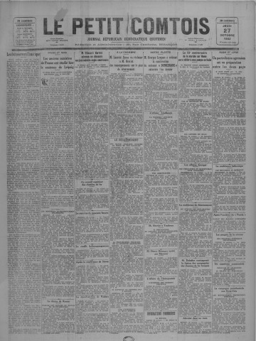 27/10/1932 - Le petit comtois [Texte imprimé] : journal républicain démocratique quotidien