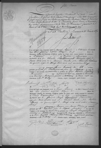 Registre des naissances, 1851