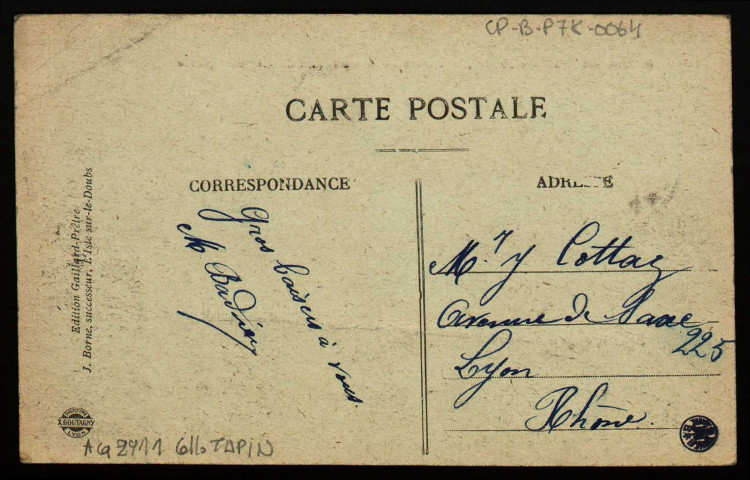 Besançon - Besançon - Porte N.-D., le Poste et la Caserne de Gendarmerie. [image fixe] , Besançon : Edit. Gaillard-Prêtre - J. Borne, successeur, L'Isle-sur-le-Doubs, 1904/1919