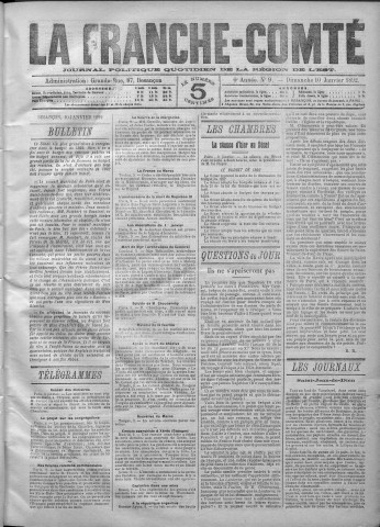 10/01/1892 - La Franche-Comté : journal politique de la région de l'Est