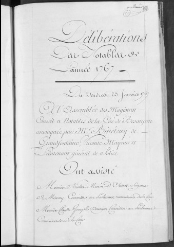 Registre des délibérations municipales 23 janvier 1767 - 28 décembre 1768