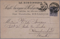 La bisontine - Société Anonyme d'Horlogerie de Besançon rue Gambetta, Besançon. [image fixe] , 1897/1900