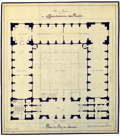 Rez-de-chaussée (5 exemplaires), 1er étage (1 exemplaire), coupes et élévation (1 exemplaire) : plans datés du 18 décembre 1941.