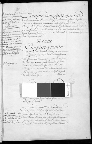 Comptes de la Ville de Besançon, recettes et dépenses, Compte de Pierre François Garnier (1757)