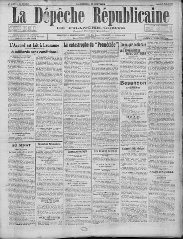 09/07/1932 - La Dépêche républicaine de Franche-Comté [Texte imprimé]