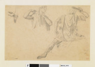 Feuille d’étude d’après des sculptures antiques, une main, ephébe accrochant sa tunique, Alexandre Le Grand