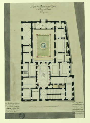 Plan du palais Muti Bussi à Rome / Pierre-Adrien Pâris , [S.l.] : [P.-A. Pâris], [1700-1800]