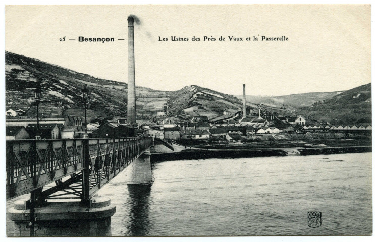 Besançon. Les Usines des Près de Vaux et la Passerelle [image fixe] , Besançon : J. Liard, 1901/1908