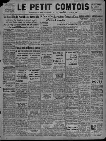 21/05/1942 - Le petit comtois [Texte imprimé] : journal républicain démocratique quotidien