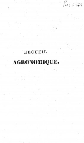 01/01/1827 - Recueil agronomique [Texte imprimé]