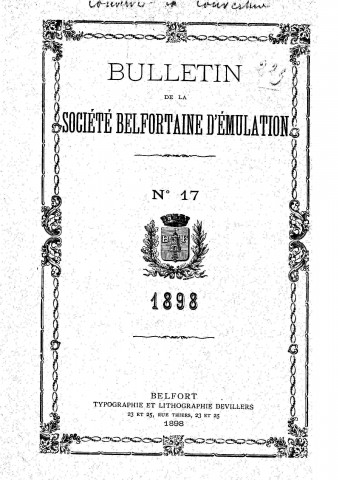 01/01/1898 - Bulletin de la Société belfortaine d'émulation [Texte imprimé]
