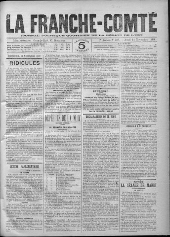14/11/1889 - La Franche-Comté : journal politique de la région de l'Est