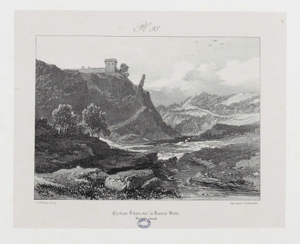 Chateau Vilain sur la Rivière Dain [sic] [estampe] / J.D. Harding lithog  ; imprimé par C. Hullmandel , [S.l.] : imprimé par C. Hullmandel, [1800-1863]