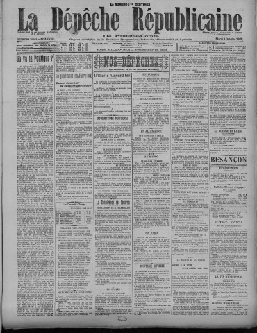 06/10/1925 - La Dépêche républicaine de Franche-Comté [Texte imprimé]