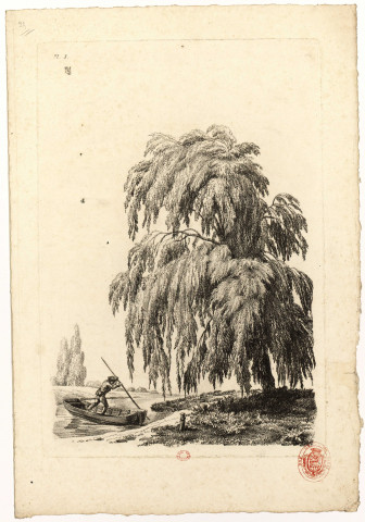 Saule pleureur avec une barque auprès d'une rivière [image fixe] , 1700/1799