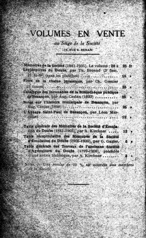 01/01/1937 - Mémoires de la Société d'émulation du Doubs [Texte imprimé]
