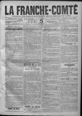 03/03/1889 - La Franche-Comté : journal politique de la région de l'Est