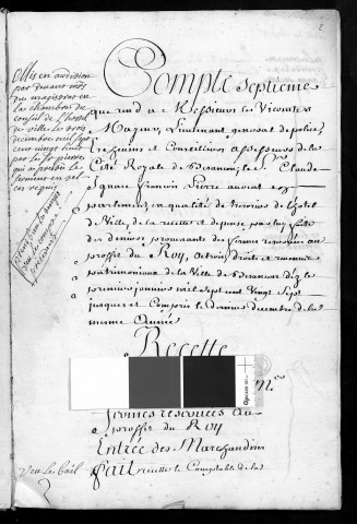 Comptes de la Ville de Besançon, recettes et dépenses, Compte de Claude Ignace François Pierre (1727)