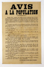 Avis à la population concernant les actions de résistance, affiche