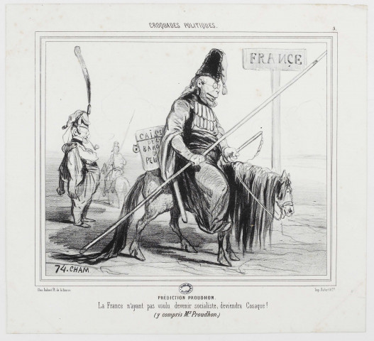 Prédiction Proudhon [image fixe] / Cham , Paris : chez Aubert Pl. de la Bourse - Imp. Aubert, 1849