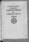 Ms Chiflet 144 - « Claudii Chifletii Vesontini Commentarius in Cornelii Taciti opera »