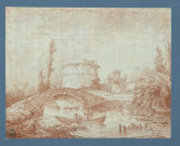 Pont menant à une tour et un portail , [France : Paris], [circa 1770]