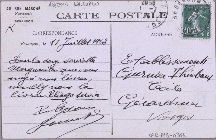 [Besançon-les-Bains - Les Grands Magasins de Nouveautés "Au Bon Marché" - Eydoux - Vue intérieure et galerie centrale]. [image fixe] , 1904/1923