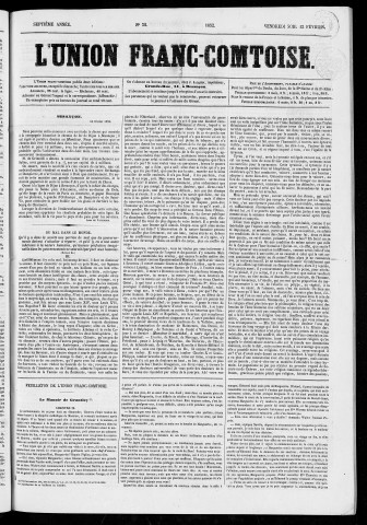 13/02/1852 - L'Union franc-comtoise [Texte imprimé]
