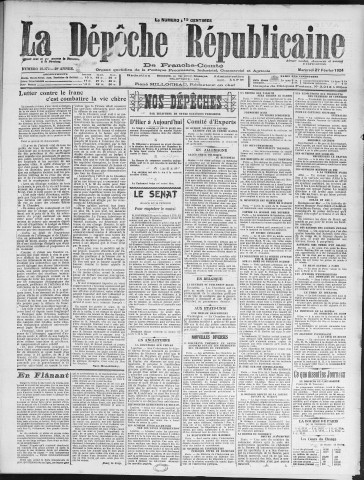 27/02/1924 - La Dépêche républicaine de Franche-Comté [Texte imprimé]