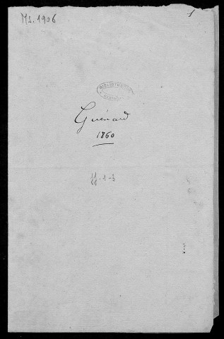 Ms 1906 - Correspondance de Charles Weiss (tome XIX) : de Guénard à Lancrenon